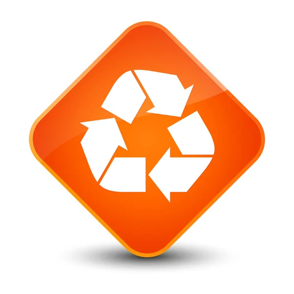 Ícone de reciclagem elegante botão de diamante laranja — Fotografia de Stock