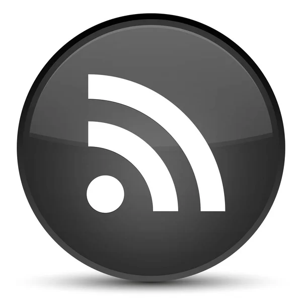 Icono RSS botón redondo negro especial — Foto de Stock