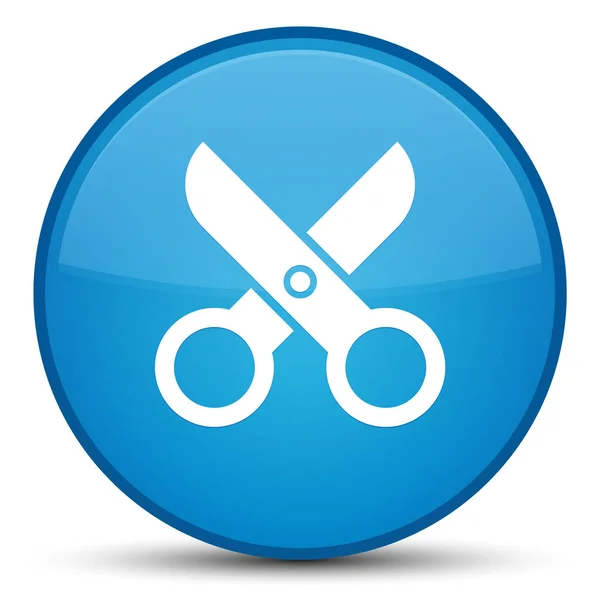Nożyczki ikonę specjalne cyan niebieski okrągły przycisk — Zdjęcie stockowe