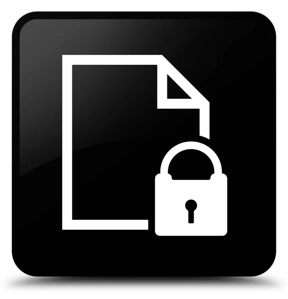 Icône de document sécurisé bouton carré noir — Photo
