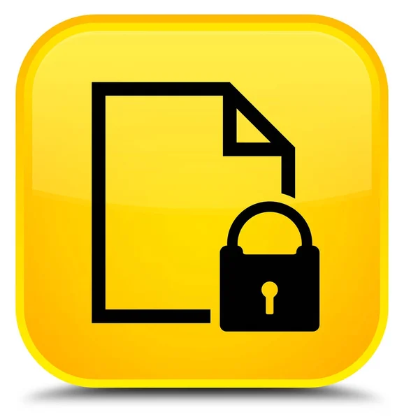 安全文档图标特殊黄色方形按钮 — 图库照片