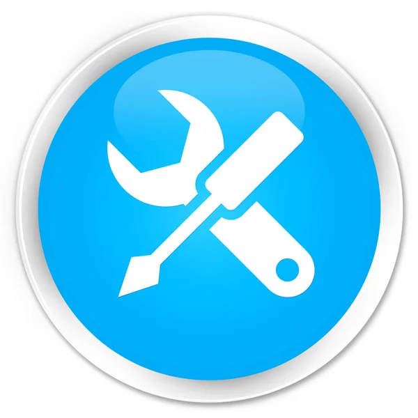 Pengaturan ikon premium cyan tombol bundar biru — Stok Foto