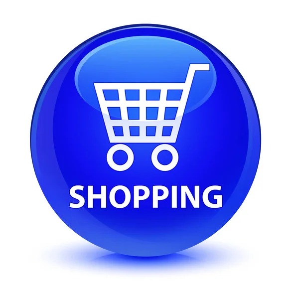 Botão redondo azul vítreo de compras — Fotografia de Stock