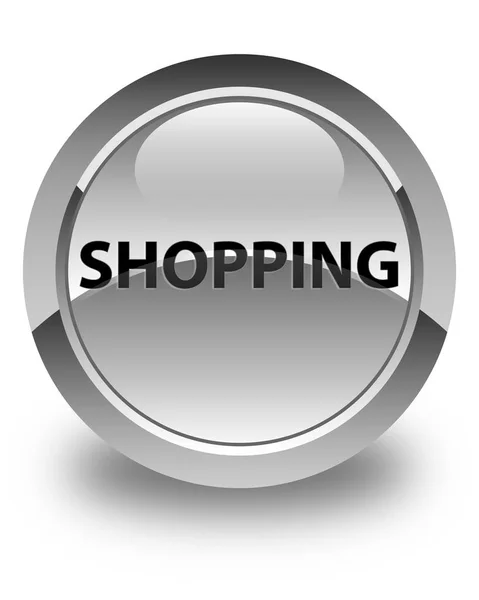 Botão redondo branco brilhante de compras — Fotografia de Stock