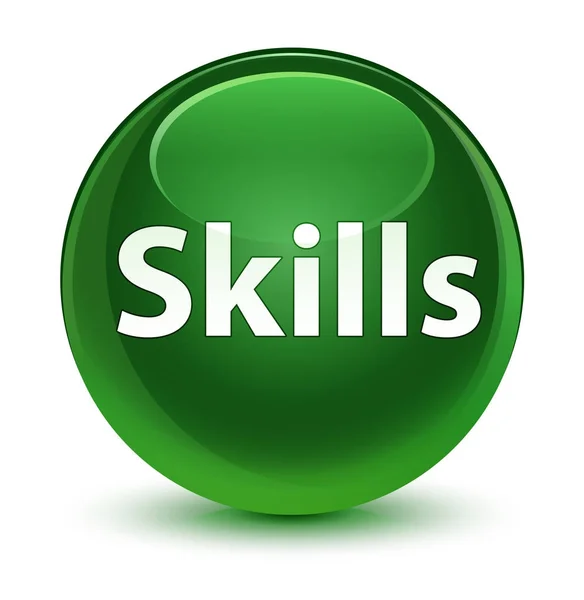 Skills glassy soft green round button — Stock Photo, Image