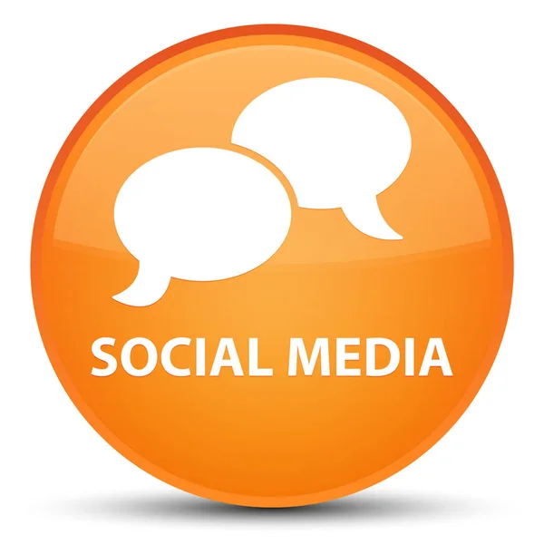 Sociale media (chat zeepbel pictogram) speciale oranje ronde knop — Stockfoto