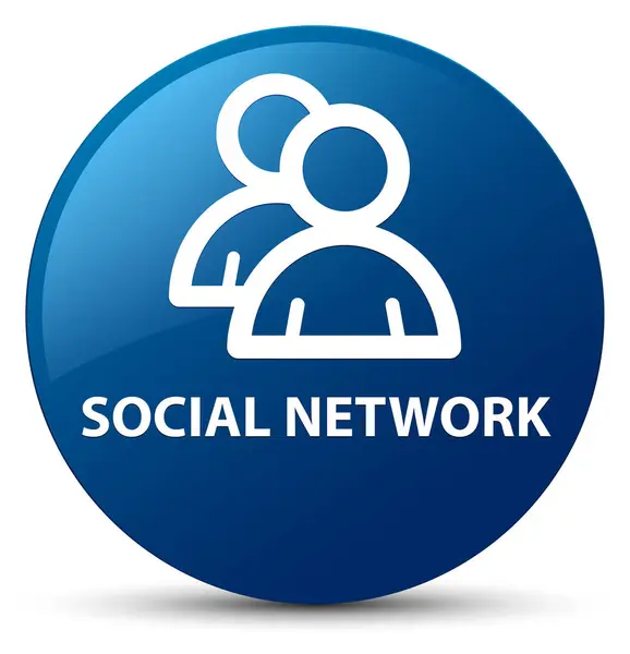 Rede social (ícone de grupo) botão redondo azul — Fotografia de Stock