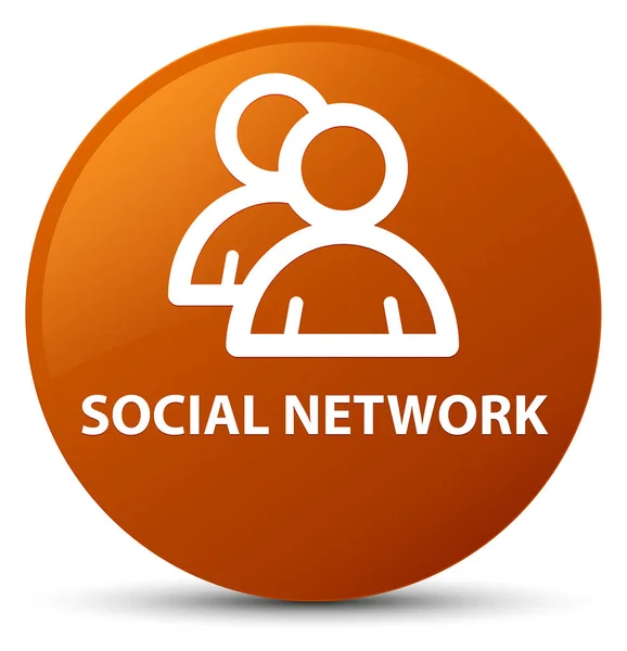 Social network (icona di gruppo) pulsante rotondo marrone — Foto Stock