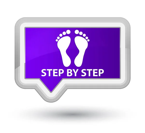 Step by step (footprint icon) prime purple banner button — Stock Photo, Image