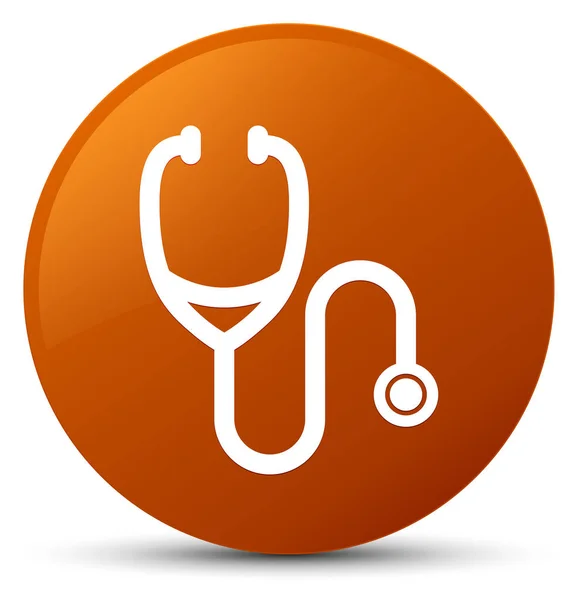 Stethoscope icon brown round button — Stock Photo, Image