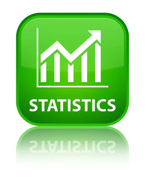 Statystyki specjalne zielony przycisk kwadratowy — Zdjęcie stockowe