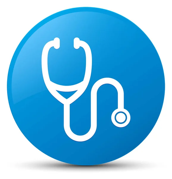 Stethoscope icon cyan blue round button — Stock Photo, Image