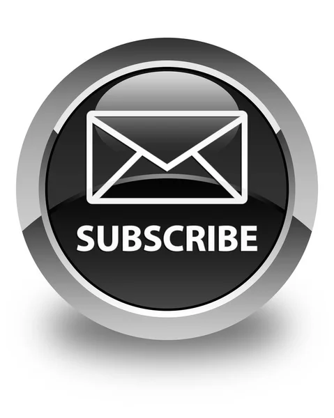 Subscribe (email icon) glossy black round button