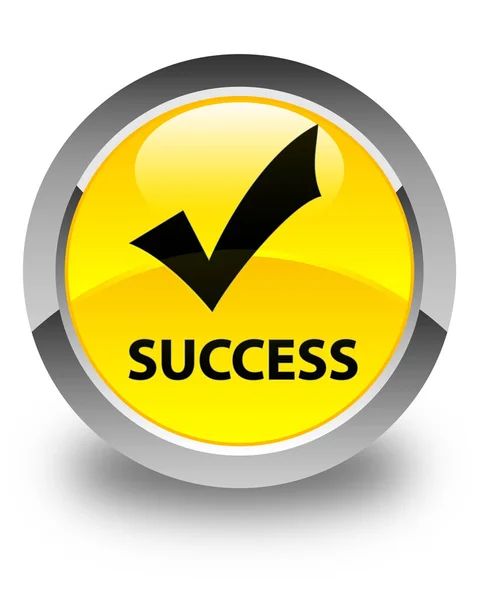 Успіх (правильна піктограма) глянцева жовта кругла кнопка — стокове фото