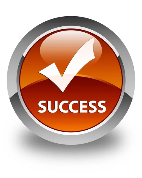 Успіх (правильна піктограма) глянцева коричнева кругла кнопка — стокове фото