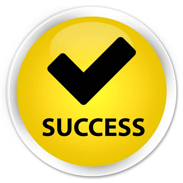 Успішна (правильна піктограма) кнопка преміум- жовтої круглої кнопки — стокове фото
