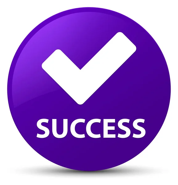 Успіх (перевірена піктограма) фіолетова кругла кнопка — стокове фото