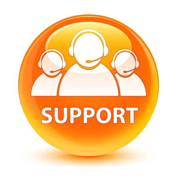 Support (customer care team icon) glassy orange round button — Stock Photo, Image