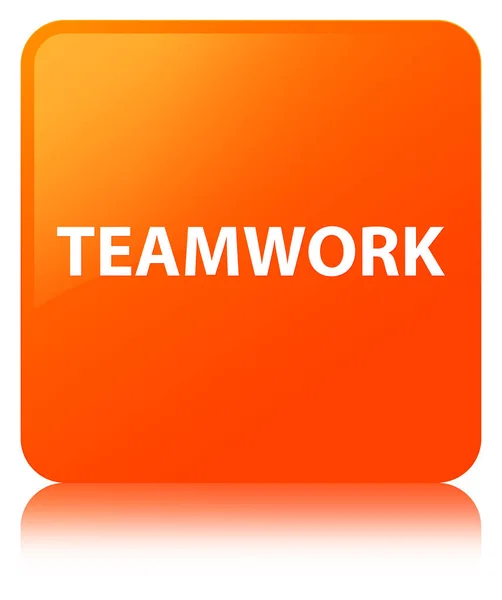 团队合作橙色方形按钮 — 图库照片