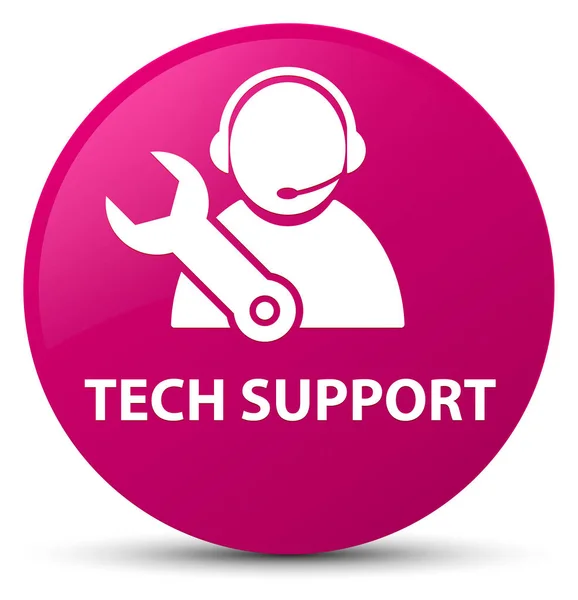 Tech support rózsaszín kerek gomb — Stock Fotó