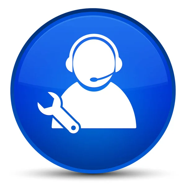 Tech support ikonen speciella blå runda knappen — Stockfoto