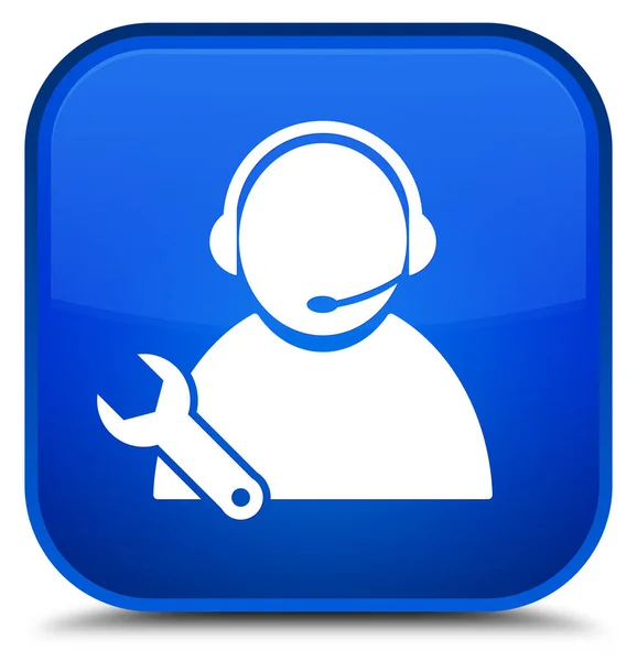 Icono de soporte técnico botón cuadrado azul especial —  Fotos de Stock