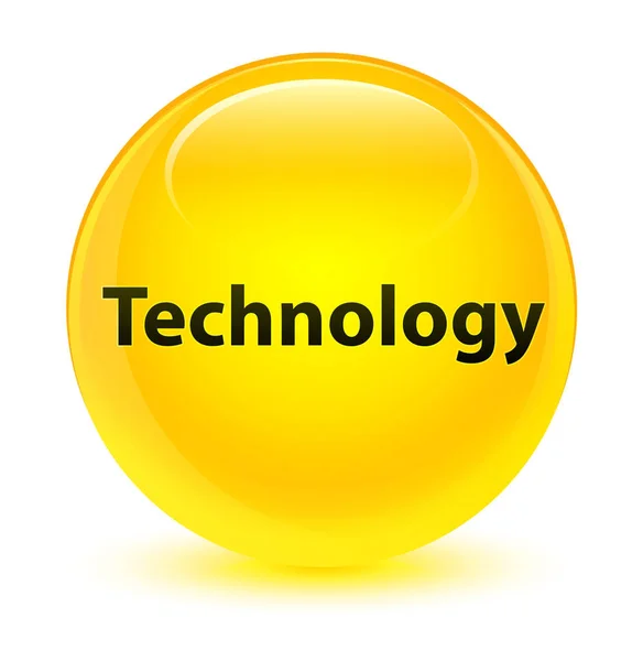 Technologia szklisty żółty okrągły przycisk — Zdjęcie stockowe
