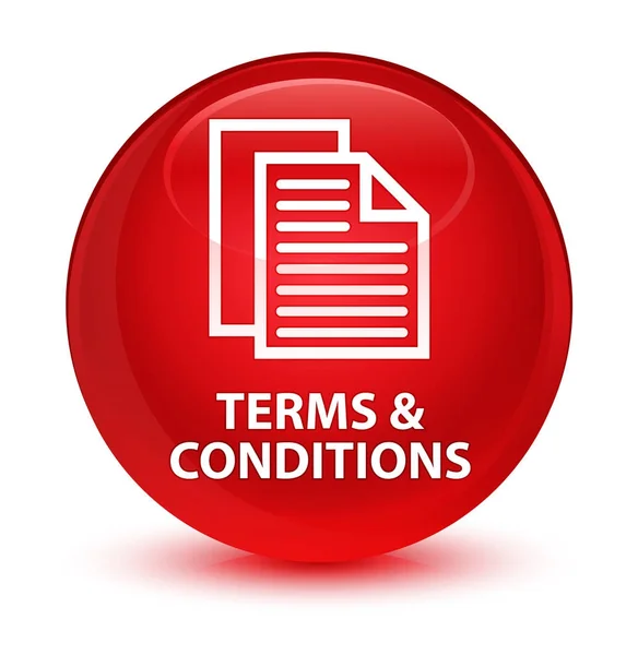 Términos y condiciones (icono de páginas) botón redondo rojo vidrioso — Foto de Stock
