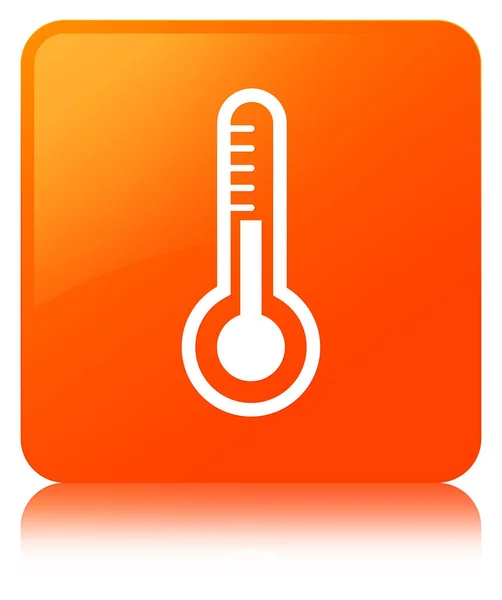 Ícone do termômetro botão quadrado laranja — Fotografia de Stock