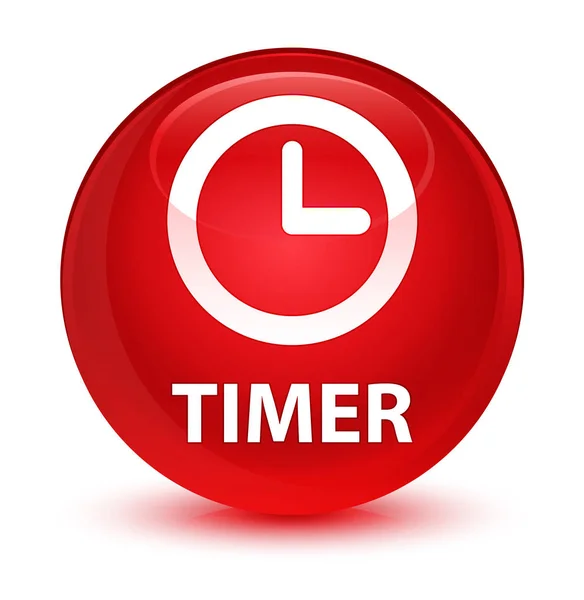 Sklovité červené kulaté tlačítko časovače — Stock fotografie