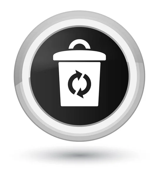 Prullenbak pictogram eerste zwarte, ronde knop — Stockfoto