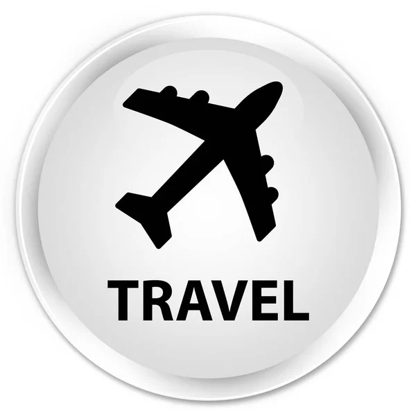 Viagem (ícone de avião) botão redondo branco premium — Fotografia de Stock