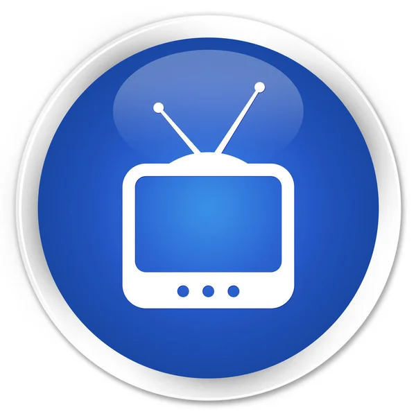 Icono de la televisión botón redondo azul premium — Foto de Stock