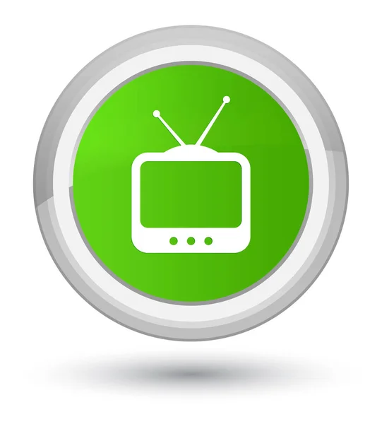 Icône TV bouton rond vert doux — Photo