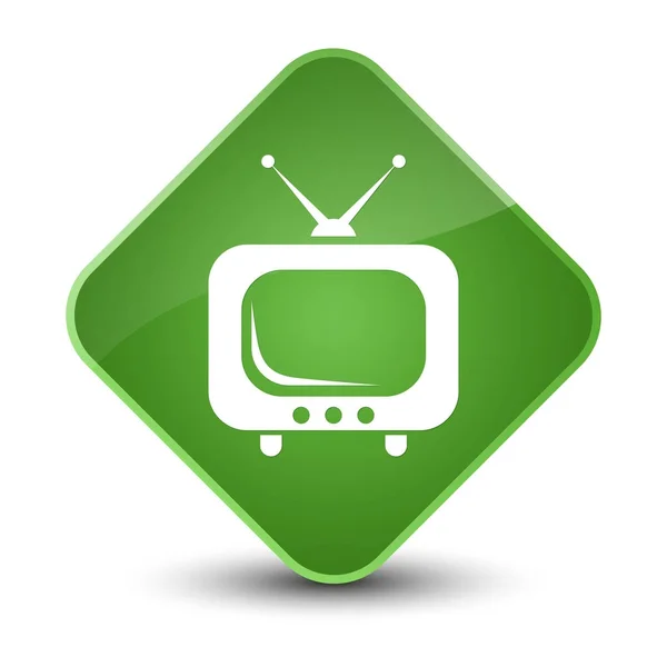 Icono de la TV elegante botón de diamante verde suave — Foto de Stock
