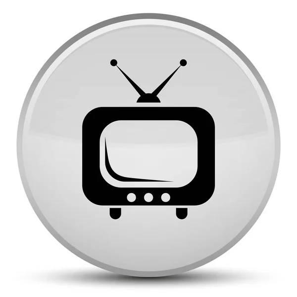 Przycisk okrągły biały ikona specjalne TV — Zdjęcie stockowe