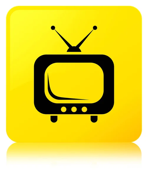 Icono de TV botón cuadrado amarillo —  Fotos de Stock