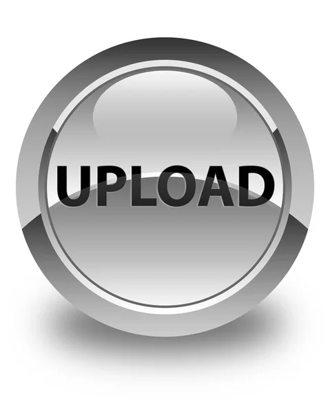 Upload glossy white round button — Stock Photo, Image