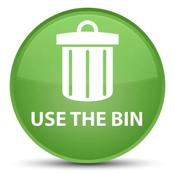 Użyj bin (ikonę kosza) specjalny miękki zielony przycisk okrągła — Zdjęcie stockowe