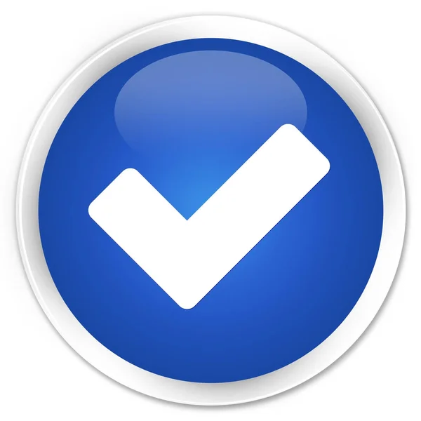 Подтверждение значка премиум синяя круглая кнопка — стоковое фото