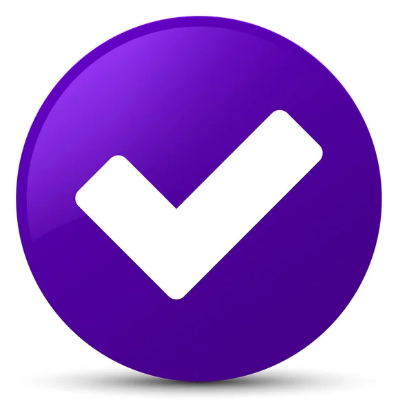 Symbol lila runden Knopf validieren — Stockfoto