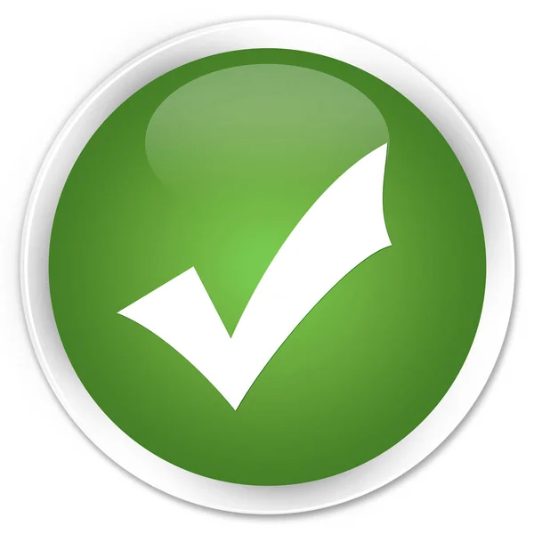 Icona di convalida pulsante rotondo verde morbido premium — Foto Stock