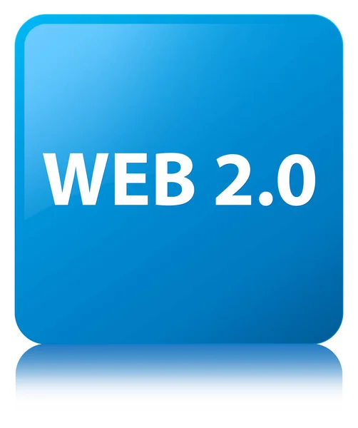 Web 2.0 botón cuadrado azul cian —  Fotos de Stock