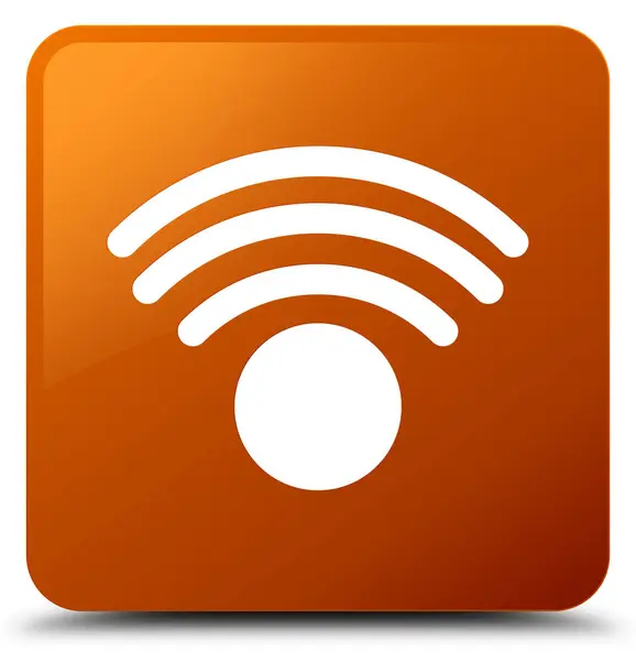WiFi kutsal kişilerin resmi kahverengi kare düğme — Stok fotoğraf