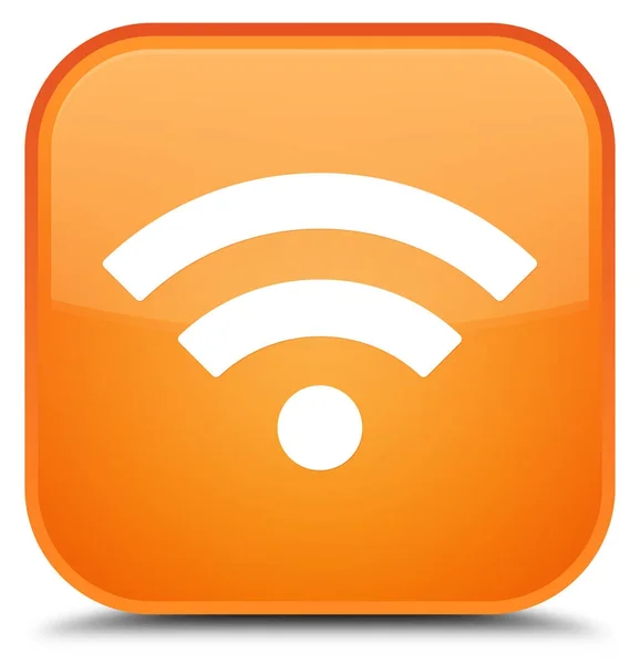 WiFi kutsal kişilerin resmi özel turuncu kare düğme — Stok fotoğraf