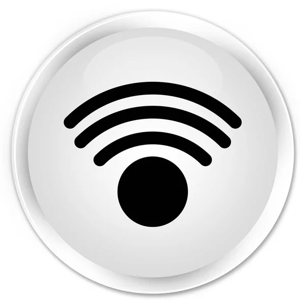 Ícone Wifi botão redondo branco premium — Fotografia de Stock