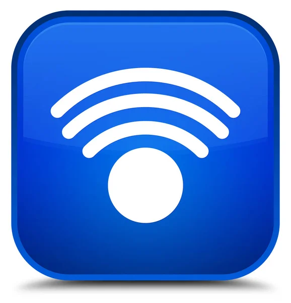 Ειδικό εικονίδιο Wi-Fi μπλε τετράγωνο κουμπί — Φωτογραφία Αρχείου