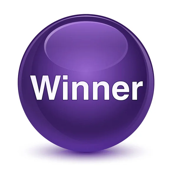 Ganador botón redondo púrpura vidrioso — Foto de Stock