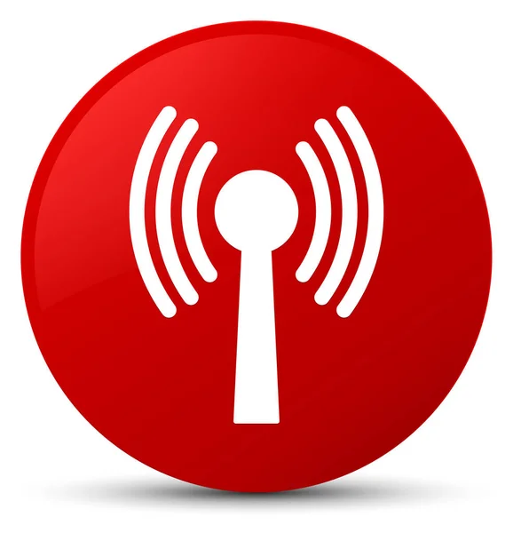 Ícone de rede Wlan botão redondo vermelho — Fotografia de Stock