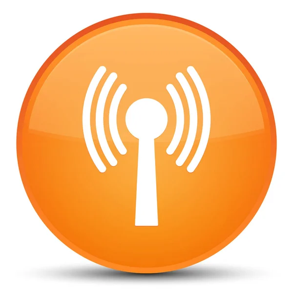 WLAN ağ kutsal kişilerin resmi özel turuncu yuvarlak düğme — Stok fotoğraf